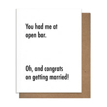 Load image into Gallery viewer, Open Bar - Wedding Card