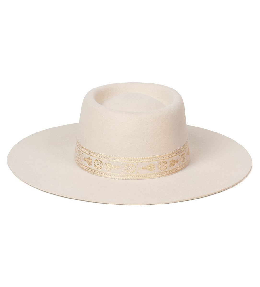 Juno Boater hat in cream color. Unused with tag and storage box. Riccardo Panama Boater - Capas Headwear main image 4