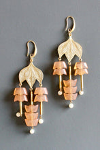 Load image into Gallery viewer, Peach glass chandelier earrings