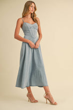 Load image into Gallery viewer, DENIM A-LINE MIDI DRESS