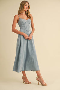 DENIM A-LINE MIDI DRESS