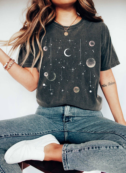 Sun, Moon and Stars Celestial Tee Midnight