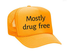 Load image into Gallery viewer, Mostly Drug Free Trucker Hat: Hunter Green/White