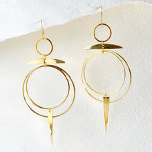 Load image into Gallery viewer, Brass hoop chandelier earrings solstice: Small