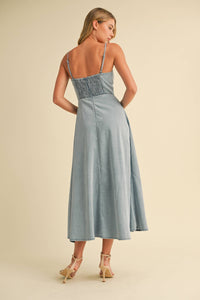 DENIM A-LINE MIDI DRESS