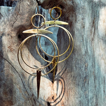 Load image into Gallery viewer, Brass hoop chandelier earrings solstice: Small