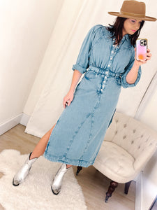 Mad Love Denim Midi Dress