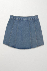 Rounded hem denim skirt