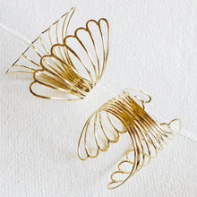 Load image into Gallery viewer, Brass butterfly scalloped wrap cuff bracelet