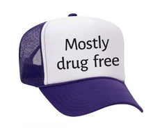 Load image into Gallery viewer, Mostly Drug Free Trucker Hat: Hunter Green/White