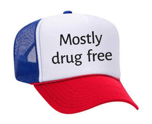 Load image into Gallery viewer, Mostly Drug Free Trucker Hat: Hunter Green/White