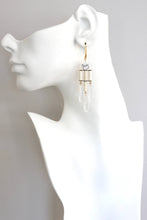 Load image into Gallery viewer, White/Crystal Geo Dangle