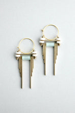 Load image into Gallery viewer, white mint green hoops