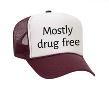 Load image into Gallery viewer, Mostly Drug Free Trucker Hat: Hunter Green/White