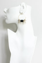 Load image into Gallery viewer, black brass geo hoops