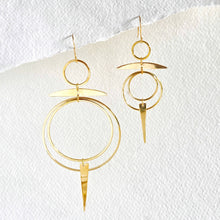 Load image into Gallery viewer, Brass hoop chandelier earrings solstice: Small