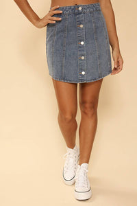 Rounded hem denim skirt