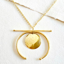 Load image into Gallery viewer, Brass hammered pendant necklace