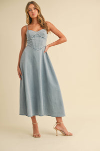 DENIM A-LINE MIDI DRESS