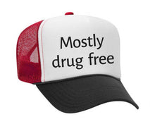Load image into Gallery viewer, Mostly Drug Free Trucker Hat: Hunter Green/White