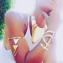 Load image into Gallery viewer, Brass aztec cut out cuff bangle bracelet