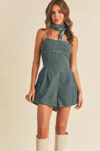 Washed Denim Romper