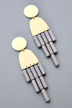 Load image into Gallery viewer, Geo gray post earrings