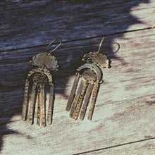 Load image into Gallery viewer, Hammered brass chandelier big earrings