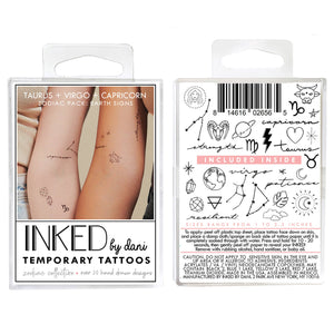 Zodiac Collection: Earth Signs Temporary Tattoo Pack