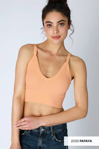 Ribbed V-Neck Bra Top