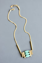 Load image into Gallery viewer, Turq brass Artdeco necklace