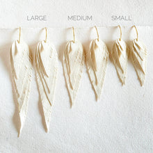 Load image into Gallery viewer, Leather Feather Earrings  Black / Gold / Small