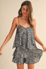 Load image into Gallery viewer, SEQUIN Tiered Flared Shorts