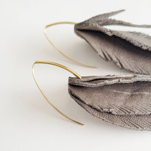 Load image into Gallery viewer, Leather Feather Earrings  Black / Gold / Small