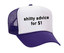 Load image into Gallery viewer, Shitty Advice for $1 Trucker Hat: Royal Blue/White
