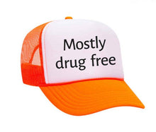 Load image into Gallery viewer, Mostly Drug Free Trucker Hat: Hunter Green/White