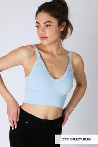 Ribbed V-Neck Bra Top