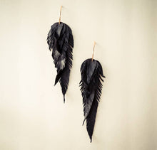 Load image into Gallery viewer, Leather Feather Earrings  Bone / Gold / Small