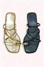Load image into Gallery viewer, GOLD TOE RING SANDALS Black