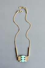 Load image into Gallery viewer, Turq brass Artdeco necklace