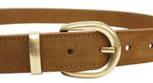 Load image into Gallery viewer, Leather gold buckle belt