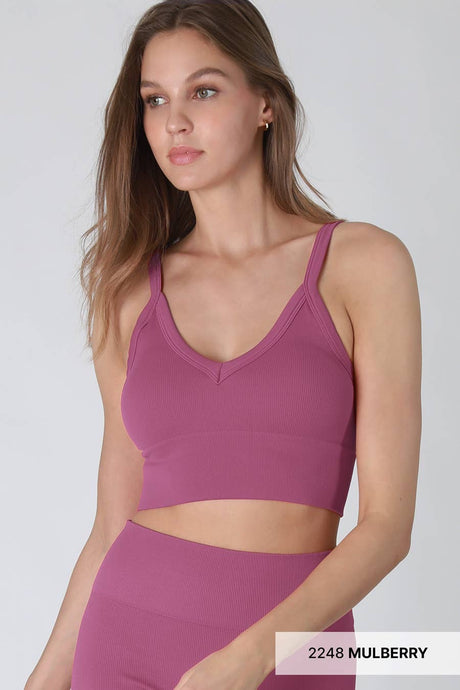 Ribbed V-Neck Bra Top