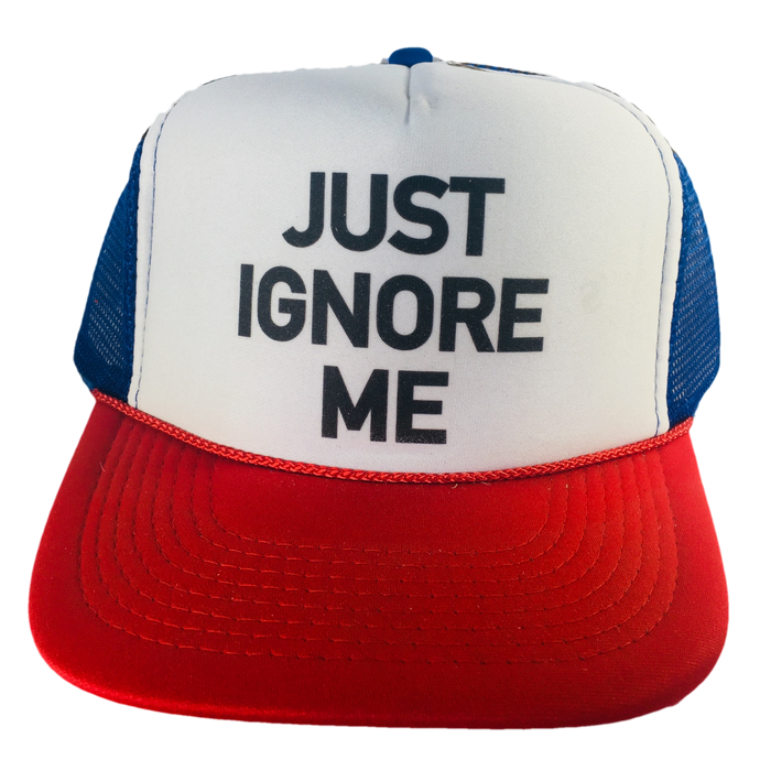 Just Ignore Me Trucker Hat: Red/White