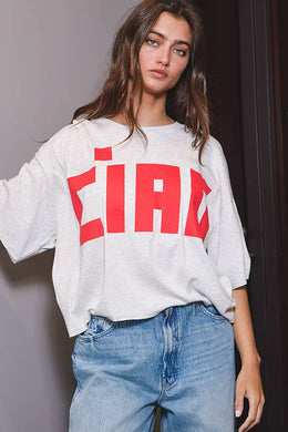 'CIAO' Jersey Boxy Crop Top