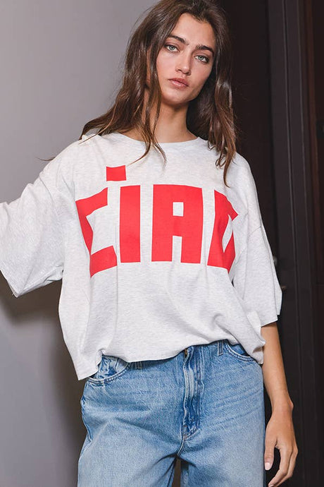 'CIAO' Jersey Boxy Crop Top