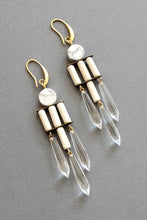 Load image into Gallery viewer, White/Crystal Geo Dangle