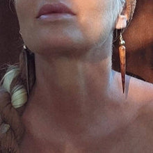 Load image into Gallery viewer, Brass wood spike sphere earrings