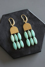 Load image into Gallery viewer, Turquoise brass geo earrings