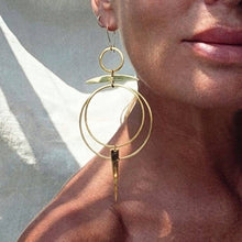 Load image into Gallery viewer, Brass hoop chandelier earrings solstice: Small