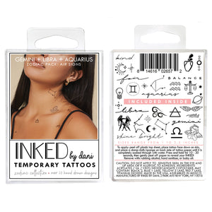 Zodiac Collection: Air Signs Temporary Tattoo Pack